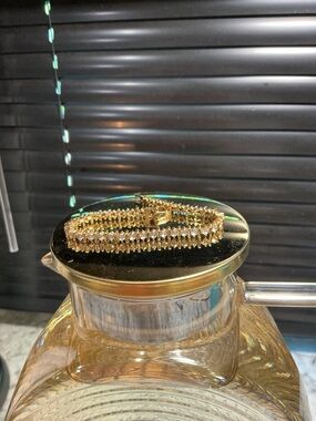 Gold Tennis Bracelet with Clear Stones 7.5”